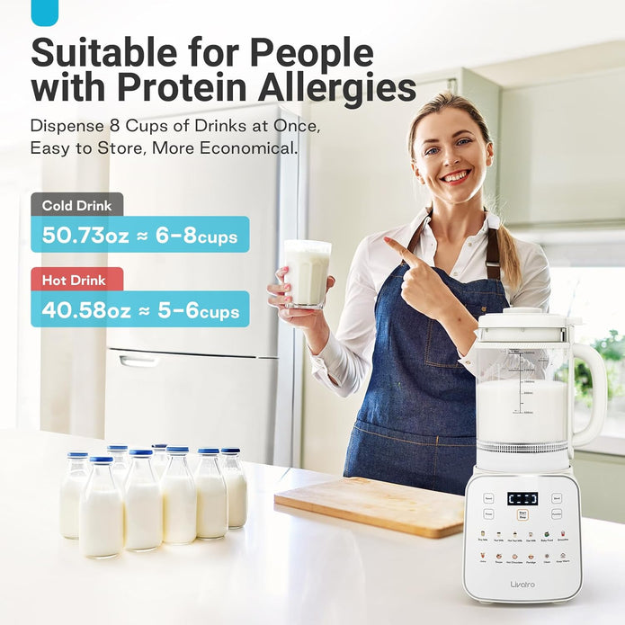 Nut Milk Maker, Soy Milk Maker, 12-in-1, Glass Jar, Auto Clean, 1.5L