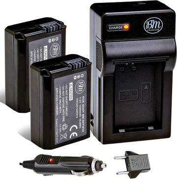 BM Premium 2 NP-FW50 Batteries and Battery Charger for Sony A6400, a3000, a5000, a6000, a6300, a6500 Digital Cameras