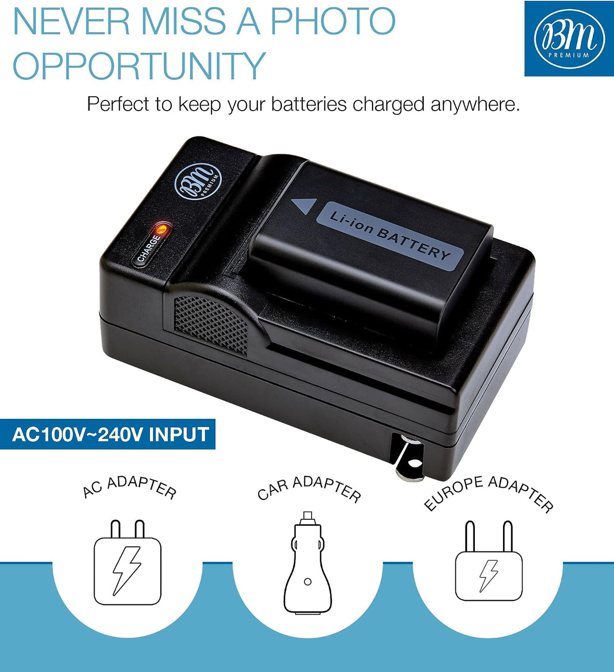 BM Premium 2 NP-FW50 Batteries and Battery Charger for Sony A6400, a3000, a5000, a6000, a6300, a6500 Digital Cameras