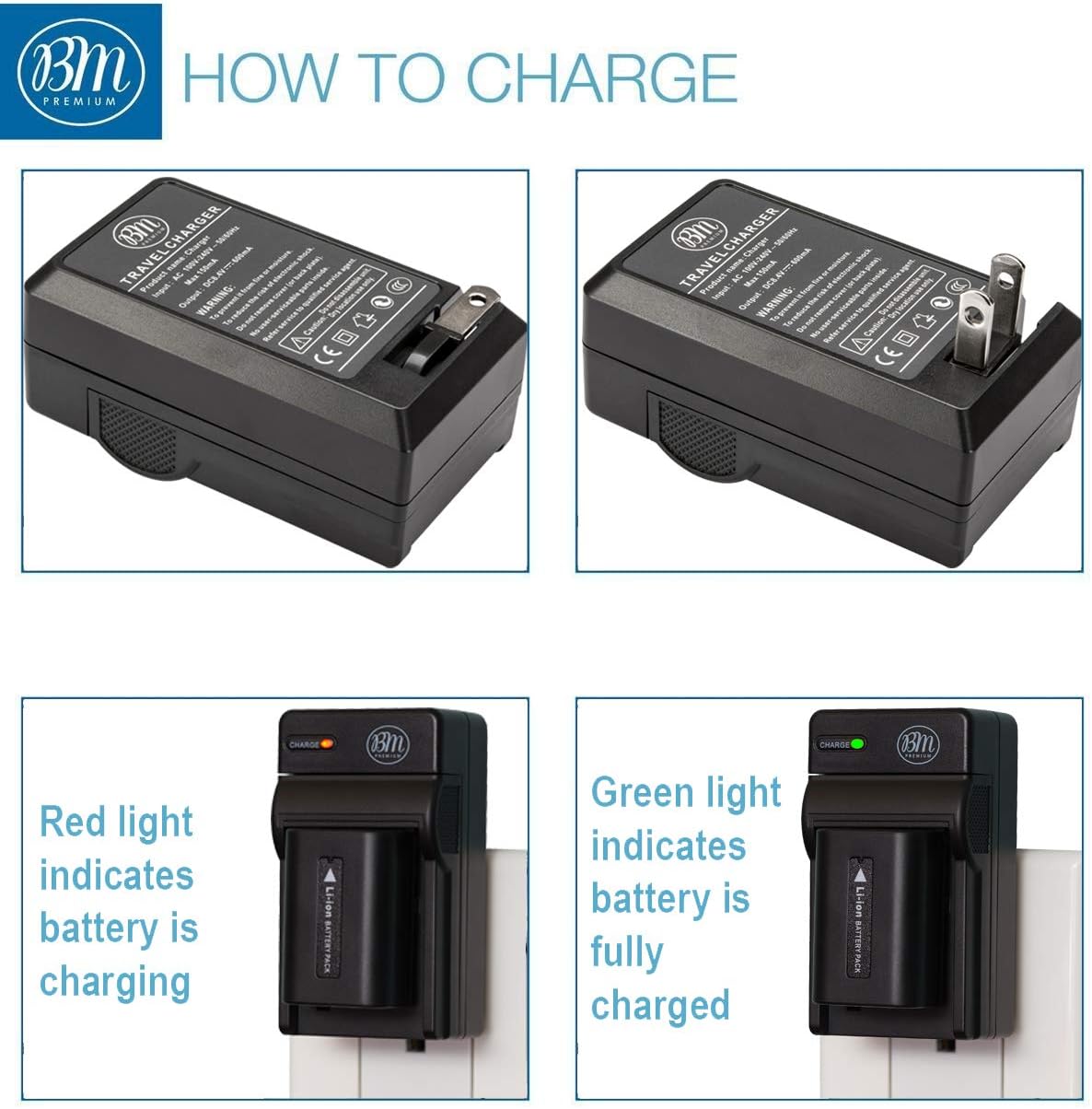 BM Premium 2 NP-FW50 Batteries and Battery Charger for Sony A6400, a3000, a5000, a6000, a6300, a6500 Digital Cameras