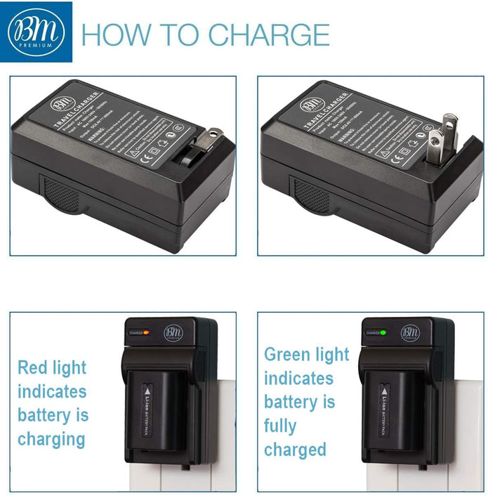 BM Premium 2 NP-FW50 Batteries and Battery Charger for Sony A6400, a3000, a5000, a6000, a6300, a6500 Digital Cameras
