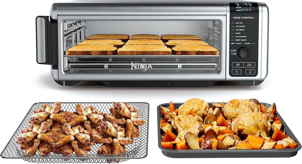 Ninja Foodi 8-in-1 Digital Air Fry Oven, Stainless, SP101C 1800W, Air Fry, Air Roast, Bake, Flip-Away for Storage
