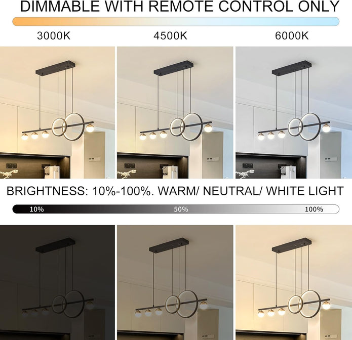 ORANOOR Modern LED Black Gold Chandeliers, 100cm Dimmable LED Pendant Light | 1m Linear Pendant Lights