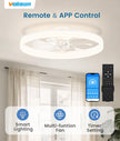 VOLISUN Low Profile Ceiling Fans with Lights and Remote, 24in White