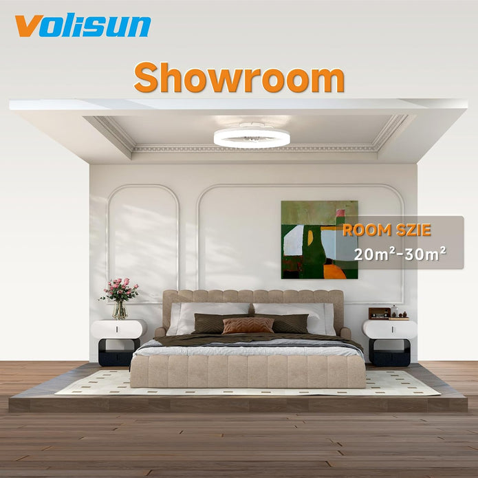 VOLISUN Low Profile Ceiling Fans with Lights and Remote, 24in White