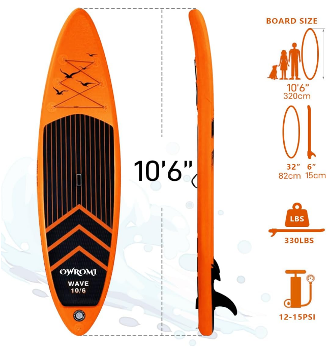 SUP Inflatable Stand Up Paddle Board 10'6"/32" 6" Ultra-Light Thick Paddleboard