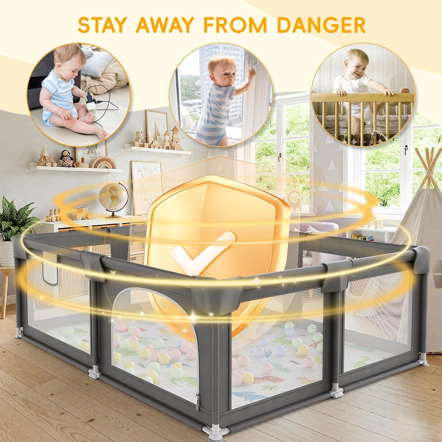 Palopalo 69x59in Extra Large Baby Playpen Ideal for First-time Mom