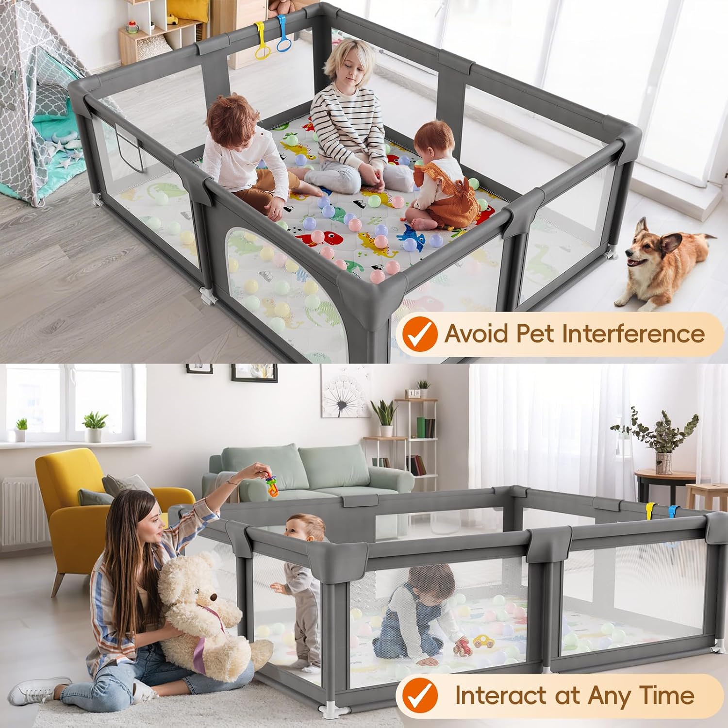 Palopalo 69x59in Extra Large Baby Playpen Ideal for First-time Mom