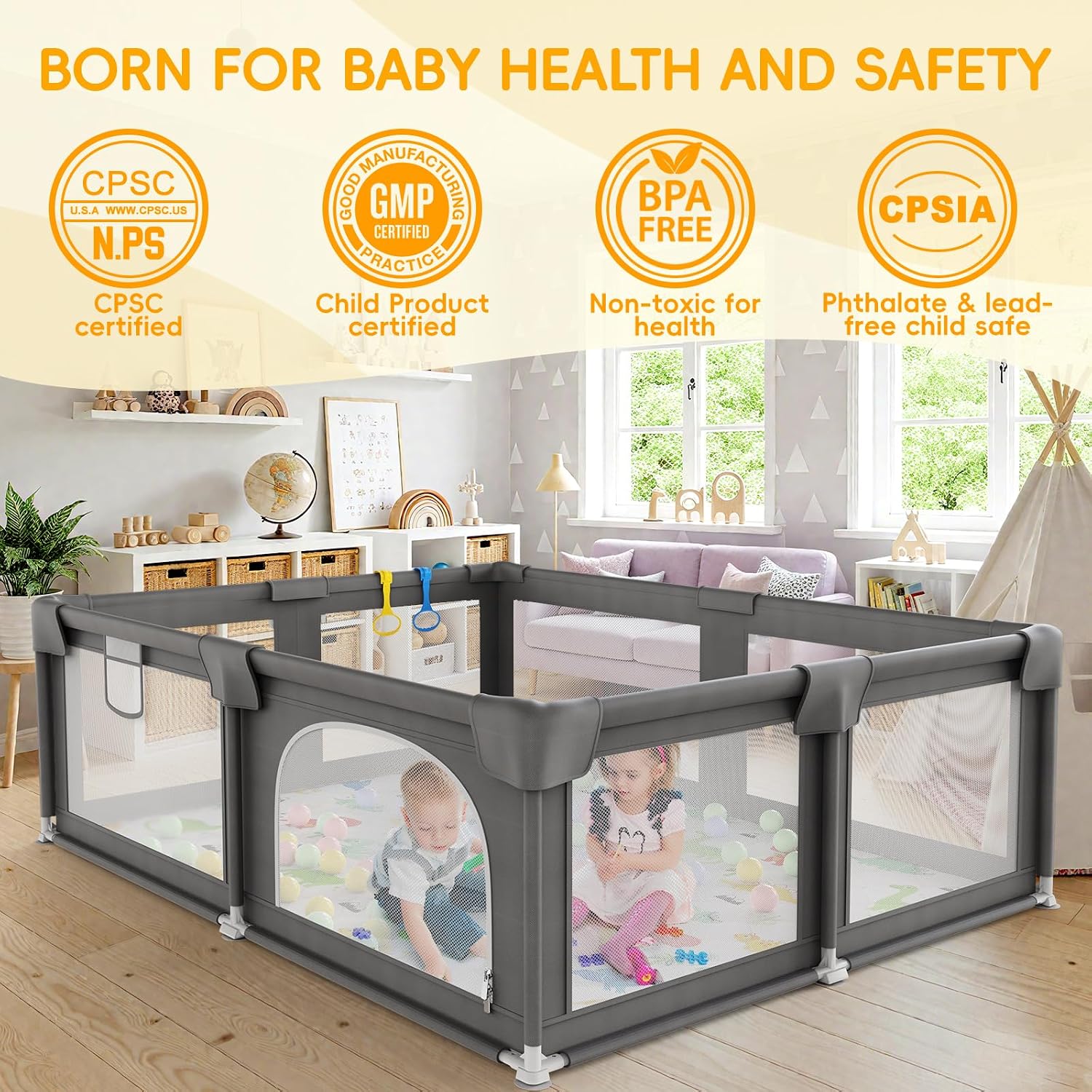 Palopalo 69x59in Extra Large Baby Playpen Ideal for First-time Mom