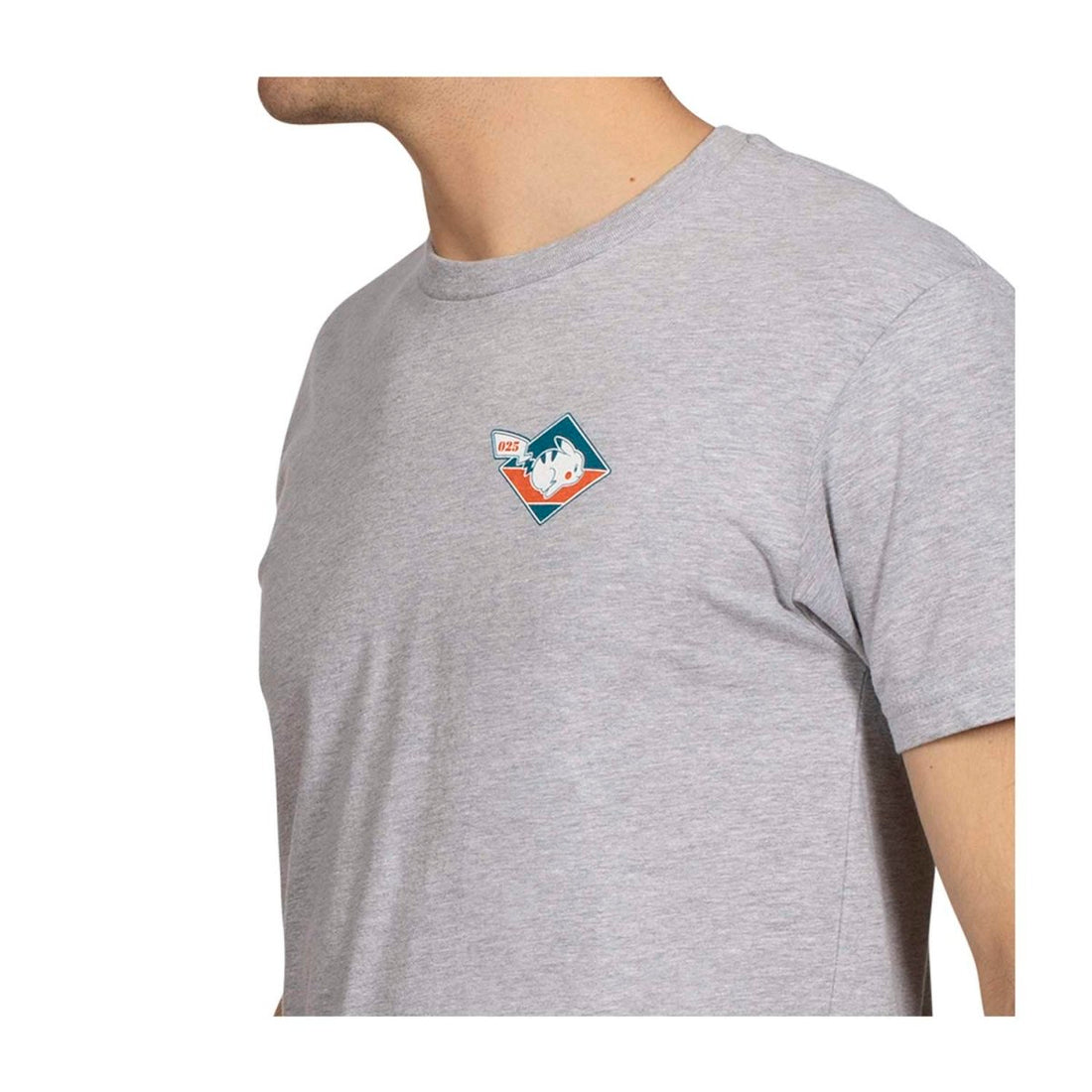 Running Pikachu Pokémon Sports Heather Gray Fitted Crew Neck T-Shirt - Men Size M