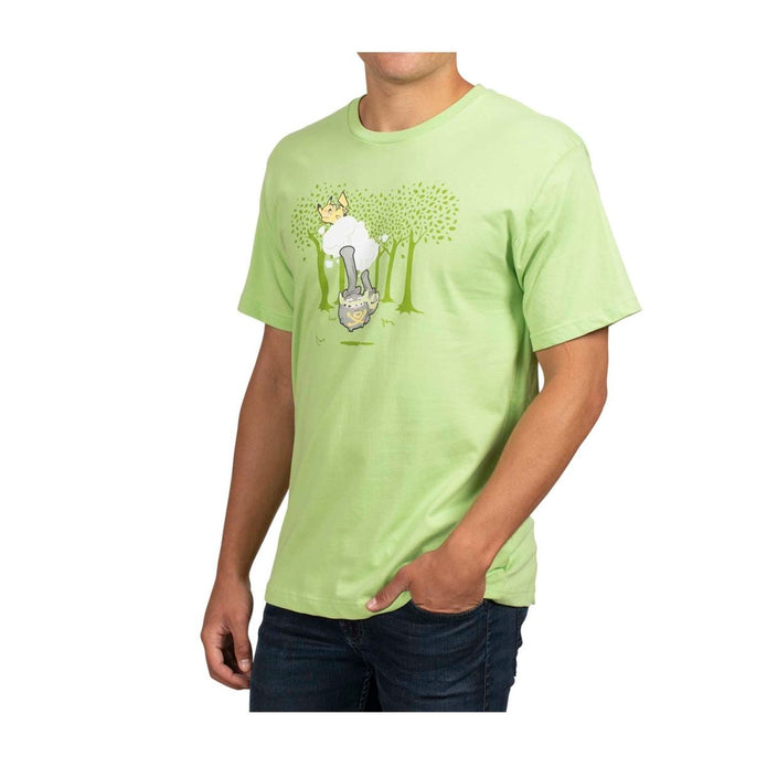 Pikachu & Galarian Weezing Green Relaxed Fit Crew Neck T-Shirt Size S