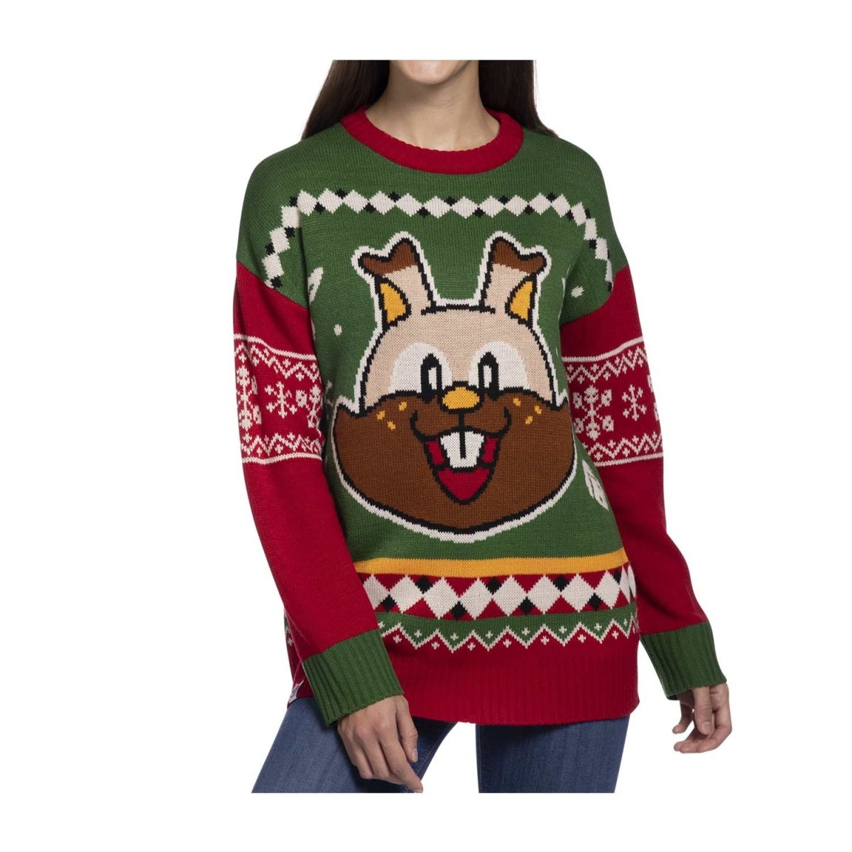 Greedent Red & Green Knit Sweater  Pokemon Centre - Adult Size S