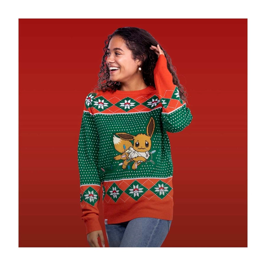 Pokémon Center Eevee Holiday Lights Knit Sweater - Adult Size XS