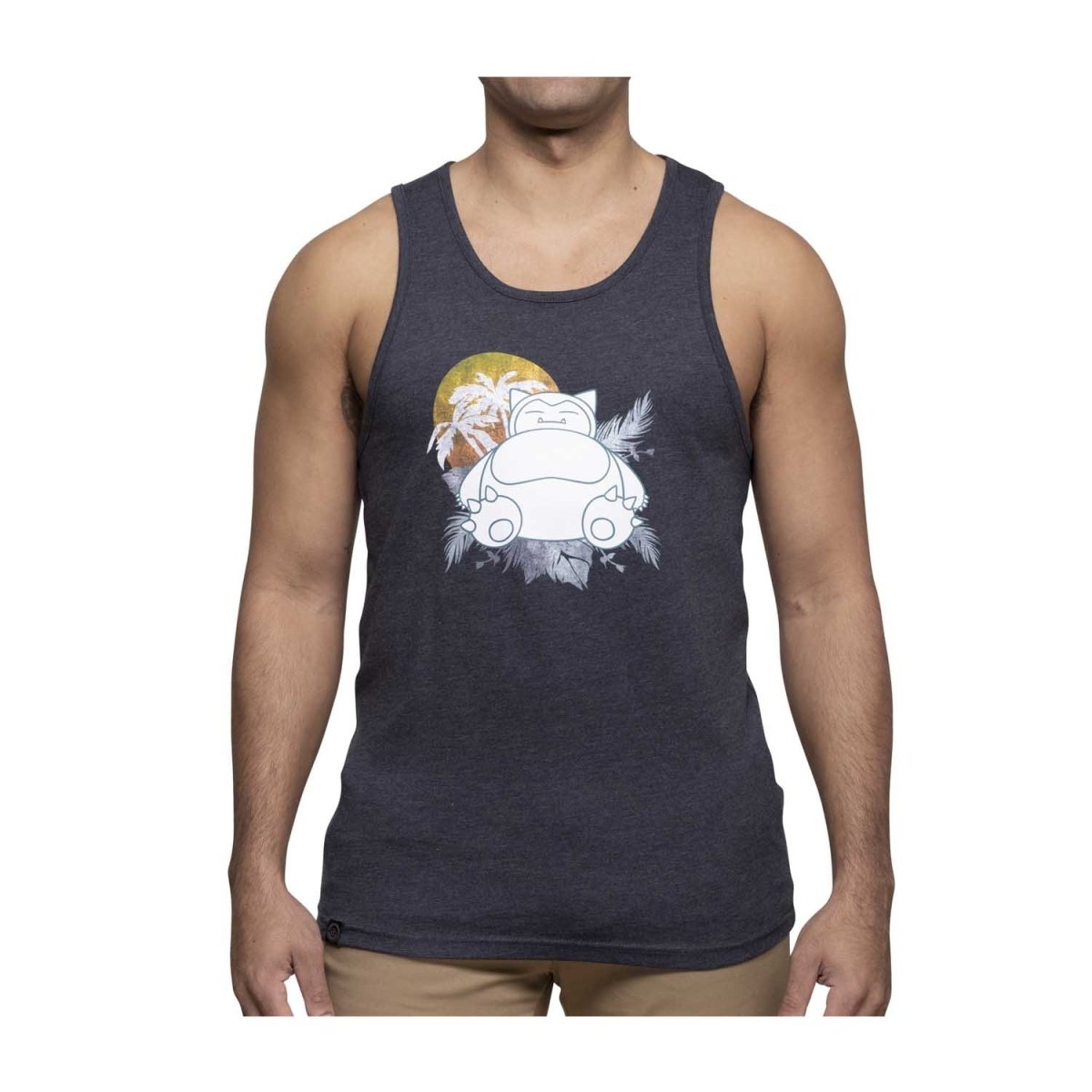 Snorlax Sunset Dark Gray Pokémon Fitted Tank Top - Men Size S