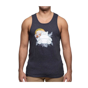 Snorlax Sunset Dark Gray Pokémon Fitted Tank Top - Men Size S