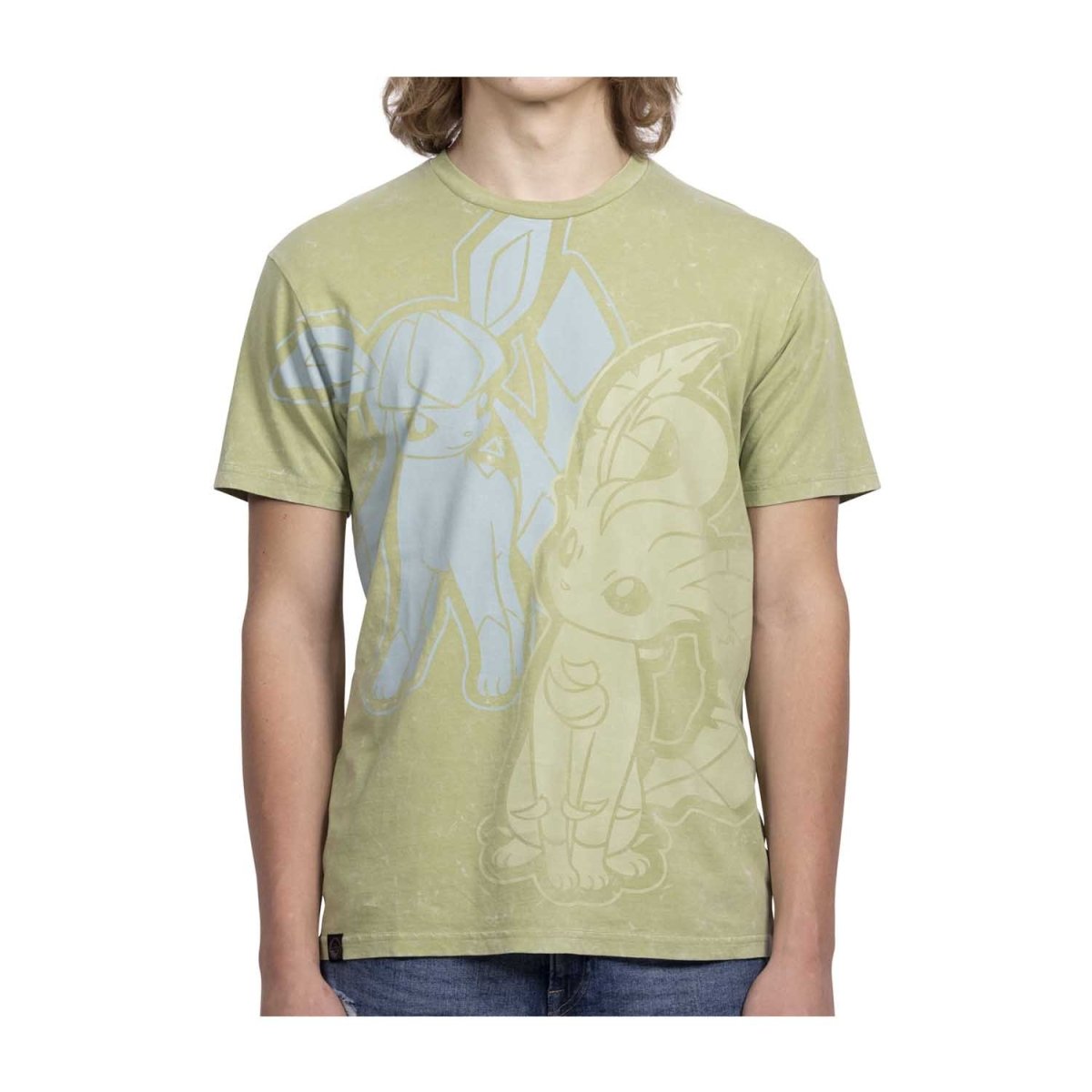 Leafeon & Glaceon Green Relaxed Fit Crew Neck T-Shirt - Adult Size 2XL