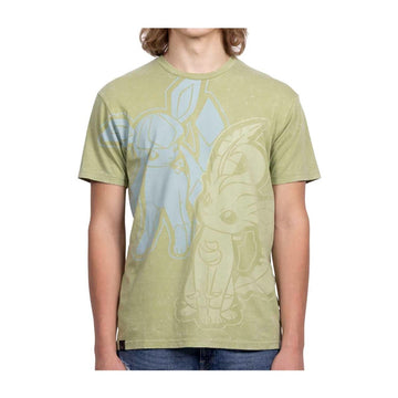 Leafeon & Glaceon Green Relaxed Fit Crew Neck T-Shirt - Adult Size 2XL
