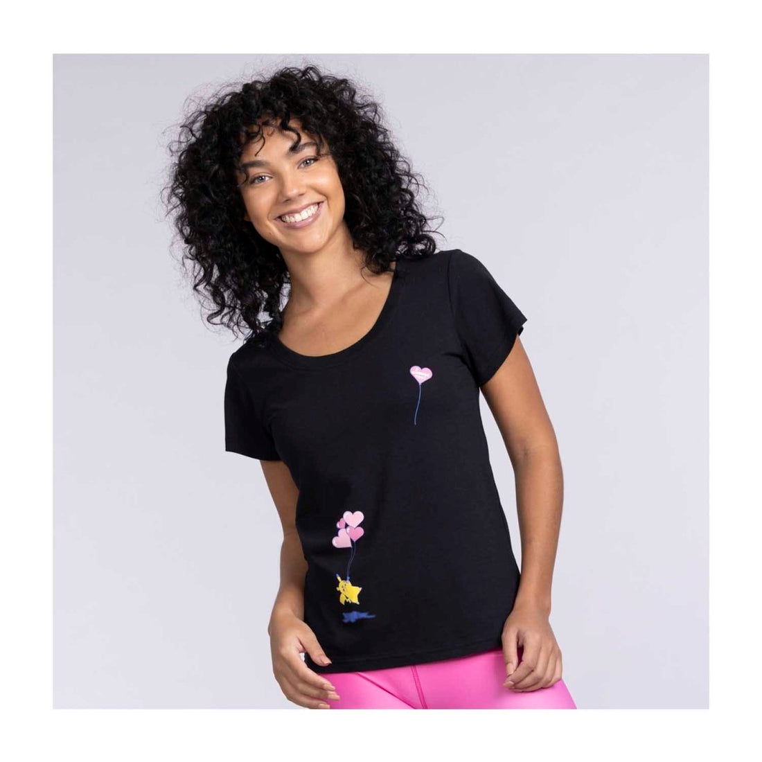 Pokémon Center Pikachu & Sylveon Balloon Bouquet Black Crew Neck T-Shirt - Women Size S