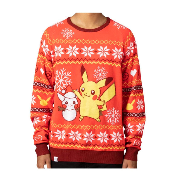 Pikachu Holiday Friend Red Knit Sweater - Adult