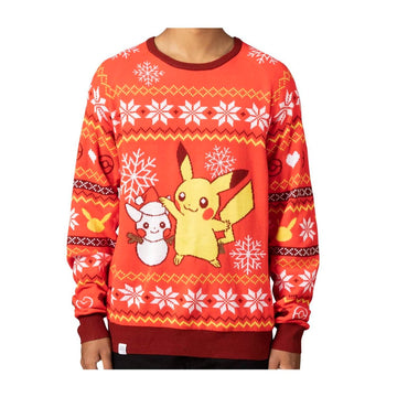 Pokémon Center Pikachu Holiday Friend Red Knit Sweater - Size XL (741-95750)