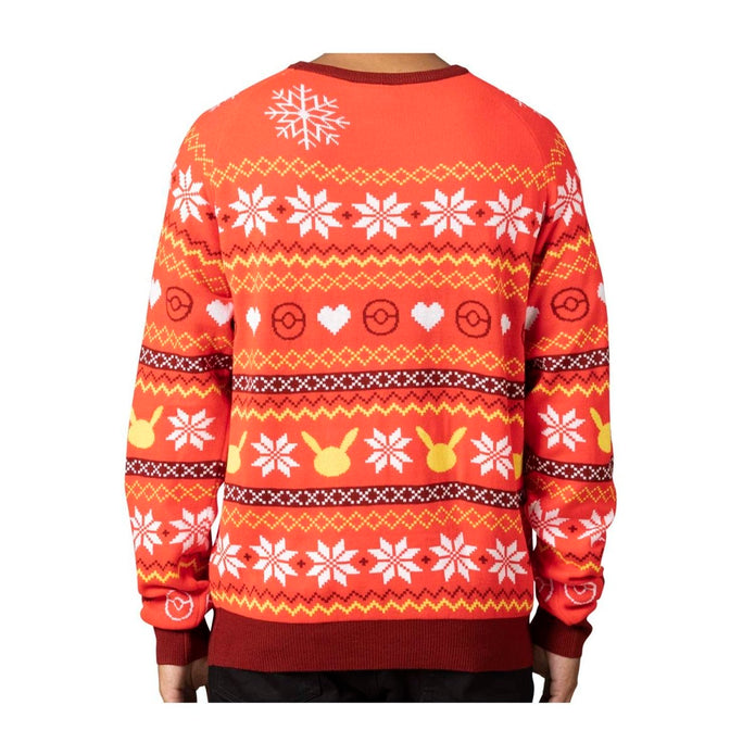 Pikachu Holiday Friend Red Knit Sweater - Adult