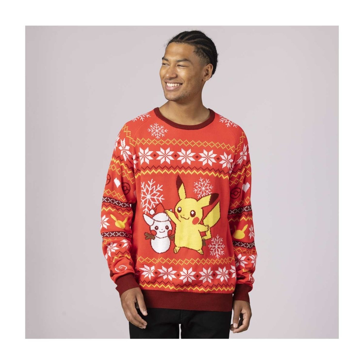 Pikachu Holiday Friend Red Knit Sweater - Adult