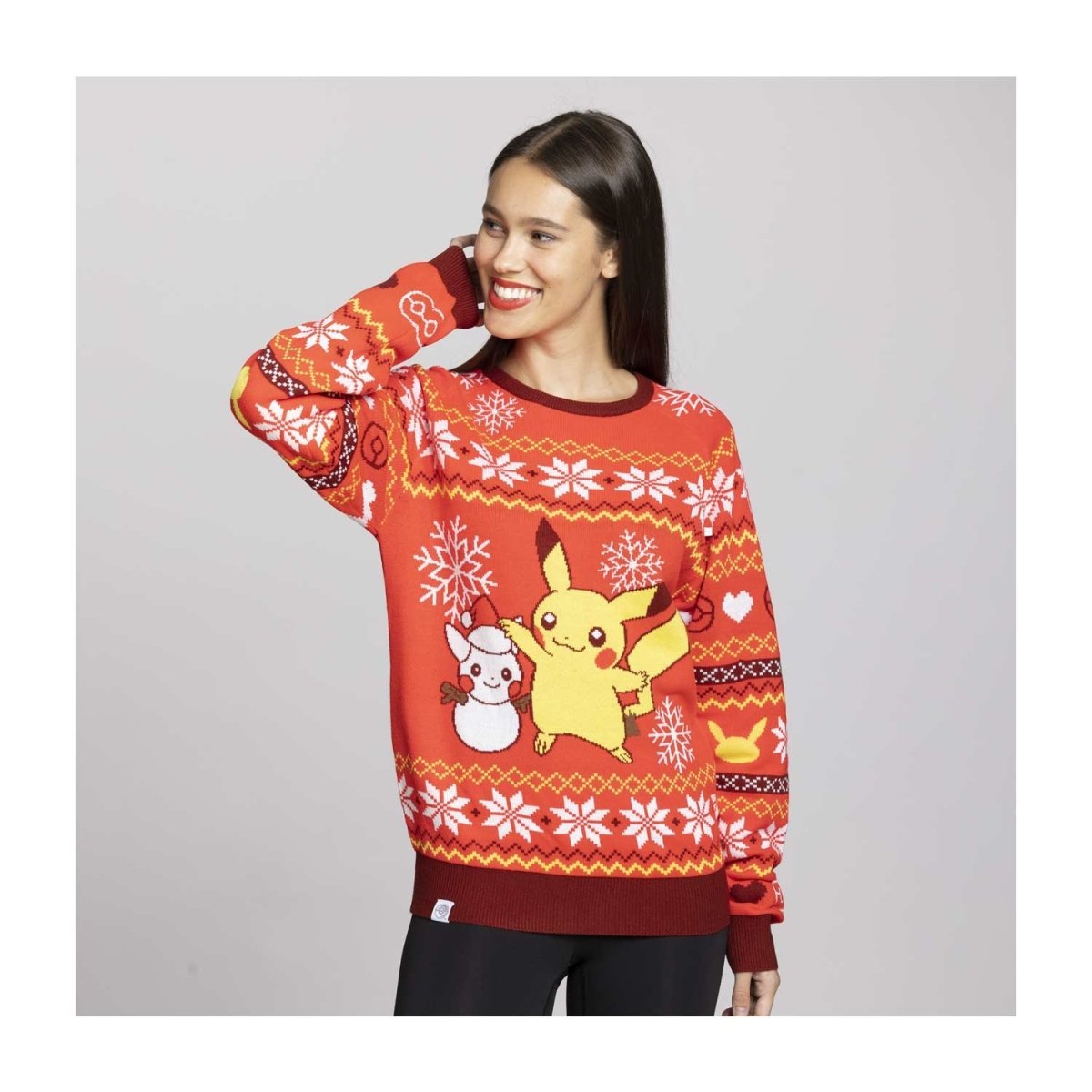 Pikachu Holiday Friend Red Knit Sweater - Adult