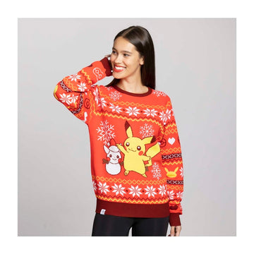 Pikachu Holiday Friend Red Knit Sweater - Adult