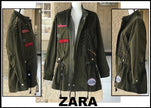 ZARA WOMEN (M-L) KHAKI PARKA ROLL UP or LG SLEEVE ROCK&ROCK & PUNK