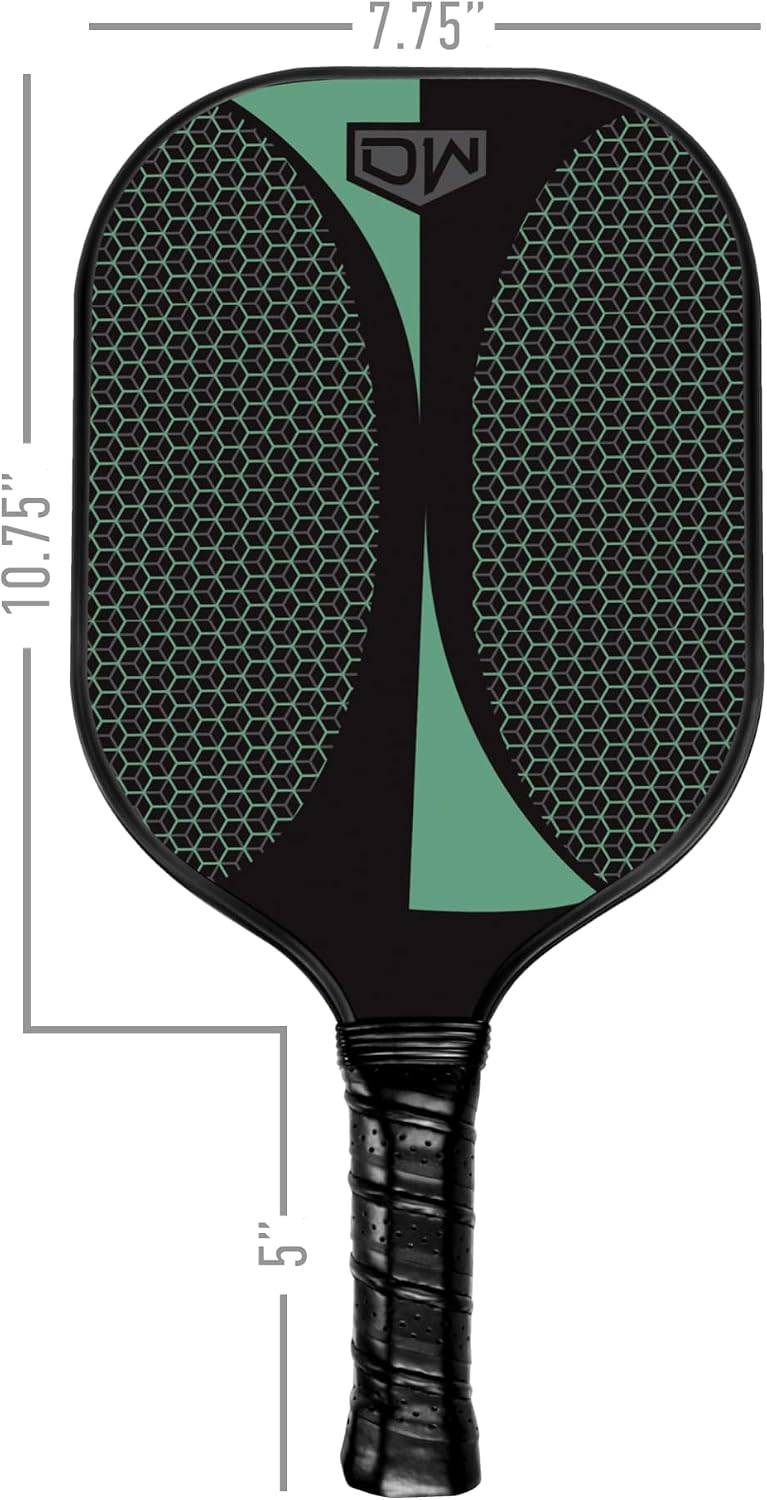 DW Cyclone Pickleball Paddles Racket Set of 2 with Indoor and Outdoor Balls - Lightweight Honeycomb Core, Carbon Fiber Graphite Surface
