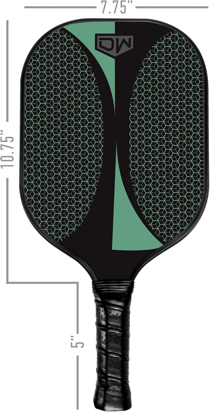 DW Cyclone Pickleball Paddles Racket Set of 2 with Indoor and Outdoor Balls - Lightweight Honeycomb Core, Carbon Fiber Graphite Surface