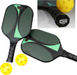 DW Cyclone Pickleball Paddles Racket Set of 2 with Indoor and Outdoor Balls - Lightweight Honeycomb Core, Carbon Fiber Graphite Surface