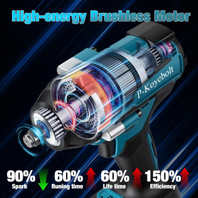 Cordless Impact Wrench, 740Ft-lbs (1000N.m) Electric Impact Gun driver, with 4-Mode Speed, 2 Battery & Charger, 5 Sockets 8 Drill 6 Screws, Power Impact Drill Set for Car Home/Truck RV/Mower