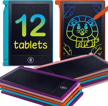 Playtapus Mini LCD Writing Tablet for Kids, 12 Pack – 4.5" Reusable Doodle Boards, Non-Candy Party Favors, Goodie Bag Fillers, Classroom Prizes