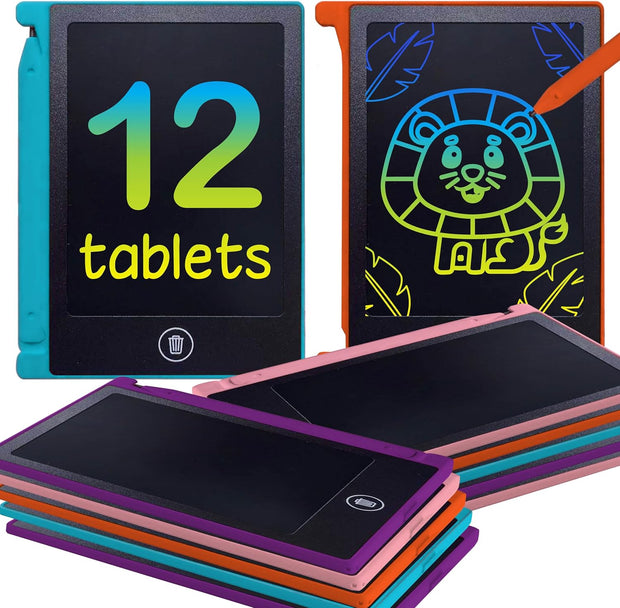 Playtapus Mini LCD Writing Tablet for Kids, 12 Pack – 4.5" Reusable Doodle Boards, Non-Candy Party Favors, Goodie Bag Fillers, Classroom Prizes