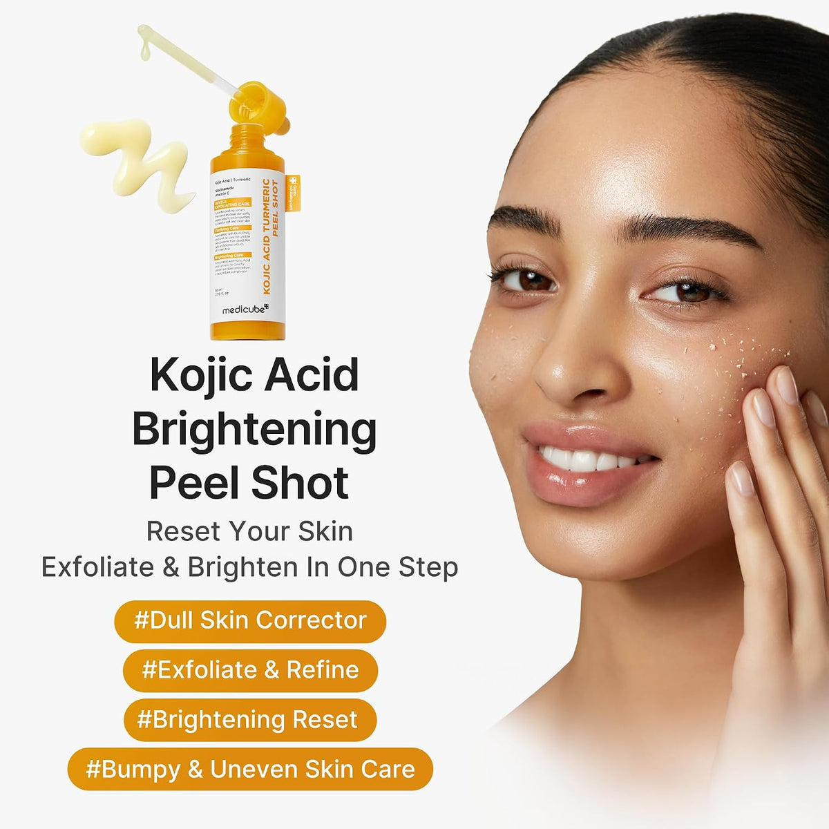 medicube Peel Shot with Kojic Acid Turmeric | Reset in One Step | Gentle Exfoliating Serum with BHA, LHA, PHA for Dead Skin Cells, Blackheads, Excess Sebum | For Dull, Rough, Troubled Skin | 2.7 fl.oz 80ml