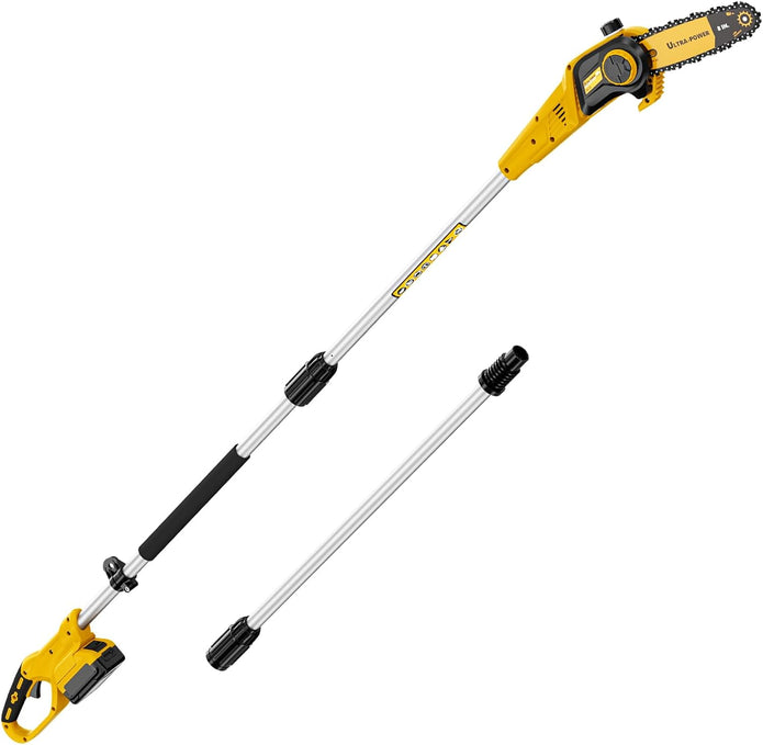 USED LIKE NEW/ Cordless Pole Saw, Compatible with Dewalt 20V Max Batteries, 8 Inch Low Kick-Back Bar and Chain, Extension Pole for Up to 15 FT Reach, Auto Lubrication System, Battery & Charger not included