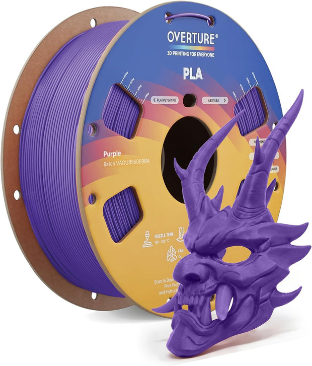 Case of 10 KG OVERTURE PLA Filament 1.75mm, Neatly Wound 3D Printer Filament Spool (2.2lbs)