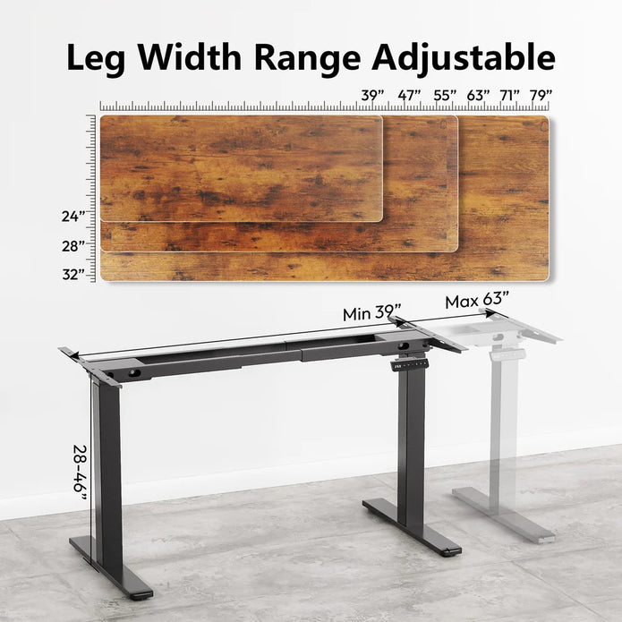 USED/LIKE NEW/ Electric Standing Desk Frame for Home or Office, Height and Length Adjustable Sit Stand Desk Legs Ergonomic Stand Up Desk Frame