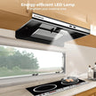 CAMPLUX RV Range Hood 22 Inches, Vented Range Hood with LED Light and Exhaust Fan 12V DC for RV, Tiny House, Trailer and Yacht
