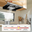 CAMPLUX RV Range Hood 22 Inches, Vented Range Hood with LED Light and Exhaust Fan 12V DC for RV, Tiny House, Trailer and Yacht