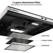 CAMPLUX RV Range Hood 22 Inches, Vented Range Hood with LED Light and Exhaust Fan 12V DC for RV, Tiny House, Trailer and Yacht