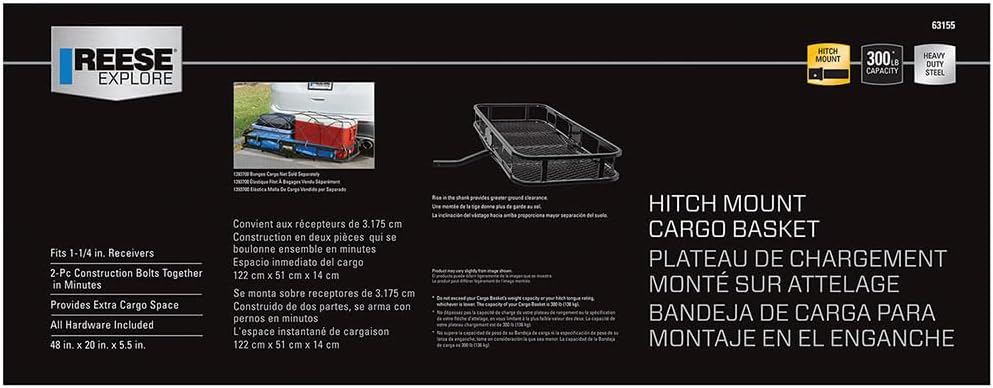 Pro-Series 63155 Rambler Hitch Cargo Carrier for 1-1/4” Receivers, Black