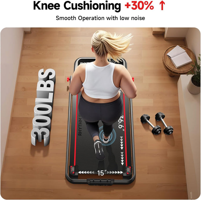 RHYTHM FUN / M4138 / 13% Incline Walking Pad Treadmill, Foldable Walking Pad with Handle Bar, Compact Walking Treadmill with Low Noise for 300 lbs Weight Capacity Home Office Use