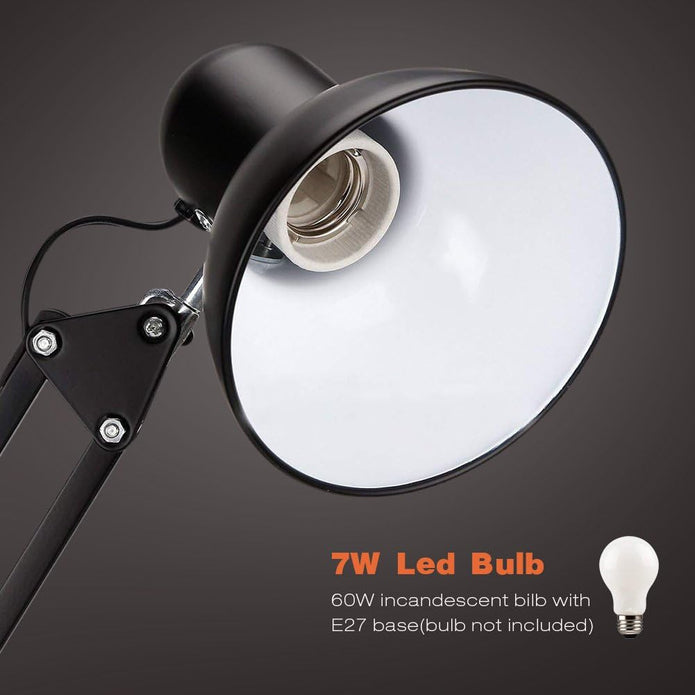 Metal Swing Arm Desk Lamps, Adjustable Architect Lamp, Black | Metal Material, Adjustable & Flexible, Fits E26 E27 Bulbs, 2-in-1 Design, Eye-Caring Reading Light