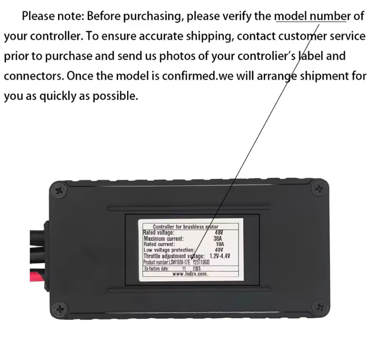 Ebike Brushless Motor Controller LSW1838-17E 48V 38A Suitable for Electric Bicycles Scooters Fat-Tire Bikes Speed Controller