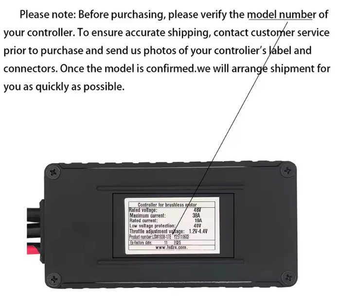 Ebike Brushless Motor Controller LSW1838-17E 48V 38A Suitable for Electric Bicycles Scooters Fat-Tire Bikes Speed Controller