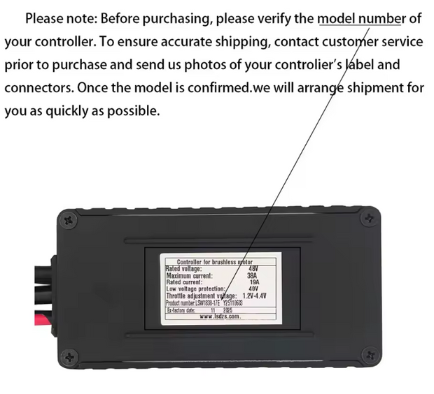 Ebike Brushless Motor Controller LSW1838-17E 48V 38A Suitable for Electric Bicycles Scooters Fat-Tire Bikes Speed Controller