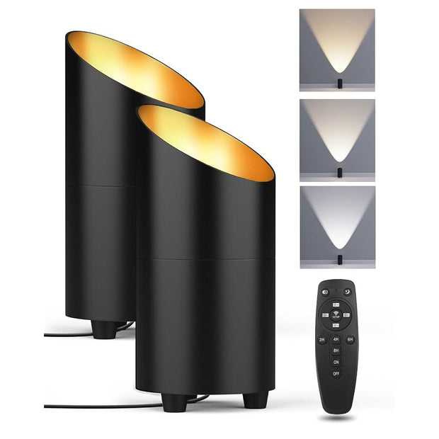 2 Pack Uplighting Indoor, LED Floor Can Lights With Remote And Timer, 3 Color Temps Dimmable Spotlight For Corner Sofa Plant Home Accent Lighting, 5.9 FT Plug Cord & Foot Switch, Black