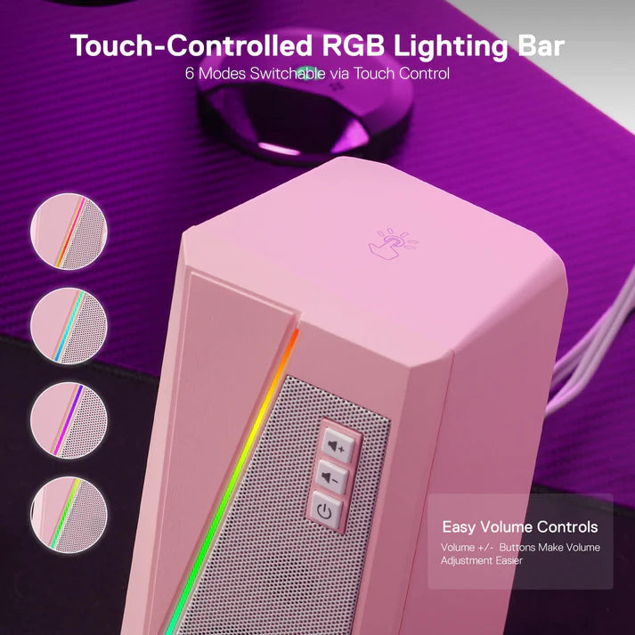 Redragon ANVIL GS520 RGB Stereo Gaming  Speaker ,Pink
